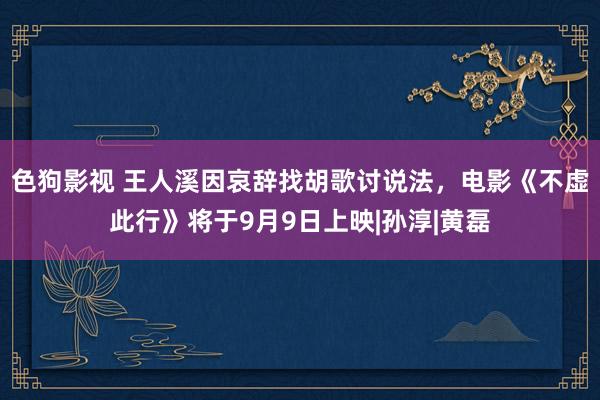 色狗影视 王人溪因哀辞找胡歌讨说法，电影《不虚此行》将于9月9日上映|孙淳|黄磊