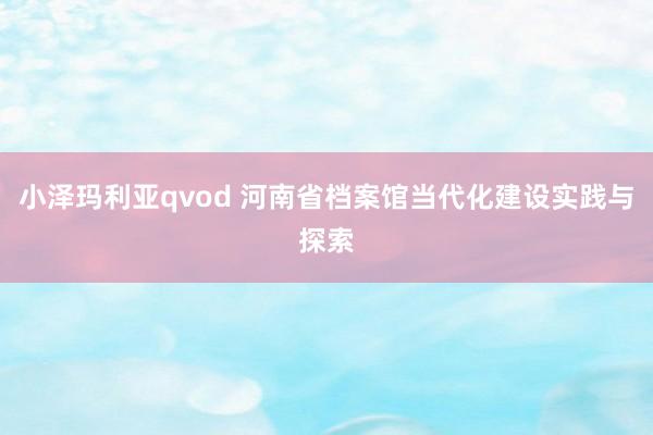 小泽玛利亚qvod 河南省档案馆当代化建设实践与探索